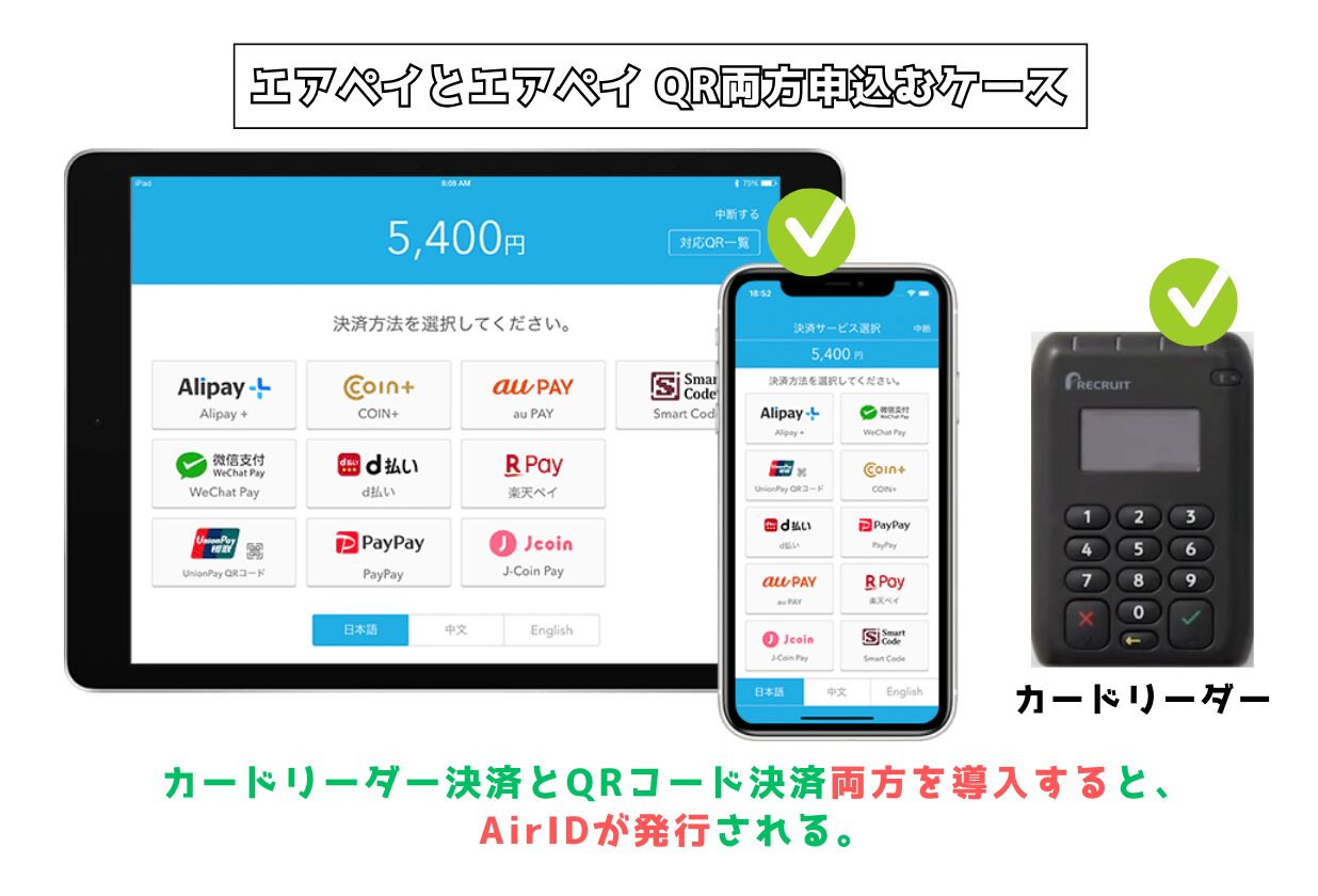 AirペイとAirペイ QR同時導入するとAirIDが発行される